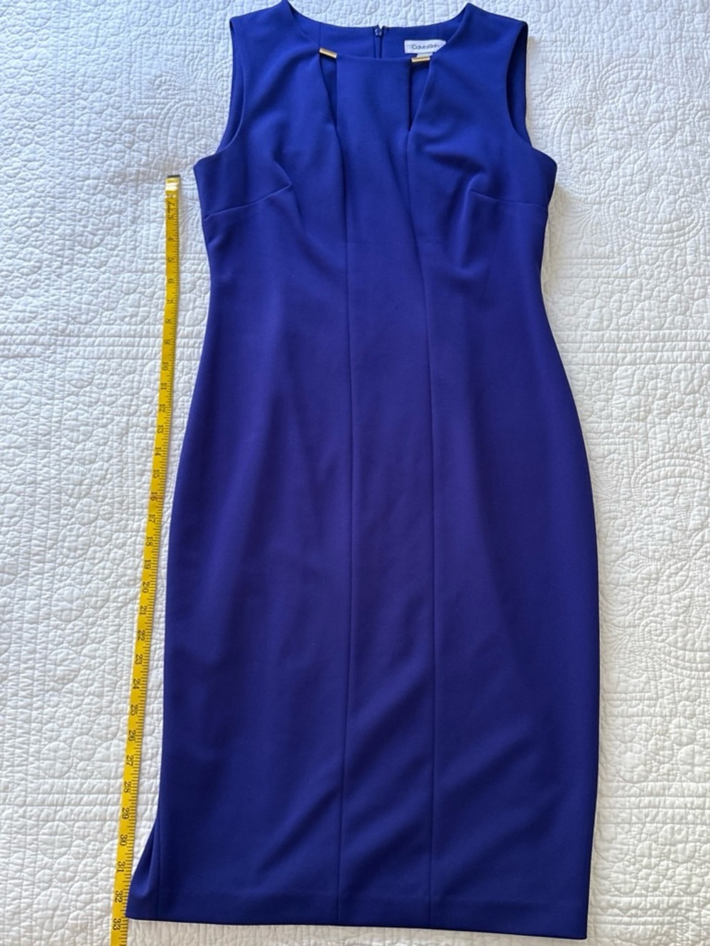 Calvin Klein Sleeveless Cobalt Purple Sheath Dress